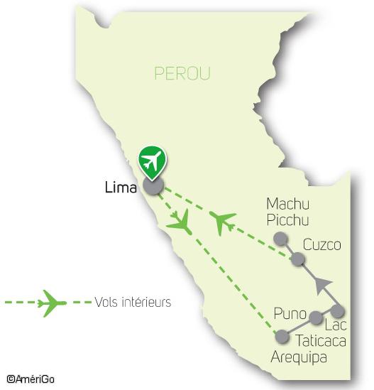 carte Carte Circuit Pérou 2017, culture et vestiges Incas