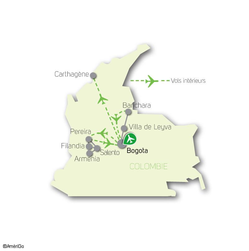 carte Carte Circuit Colombie 2017 : Terre de l'Eldorado
