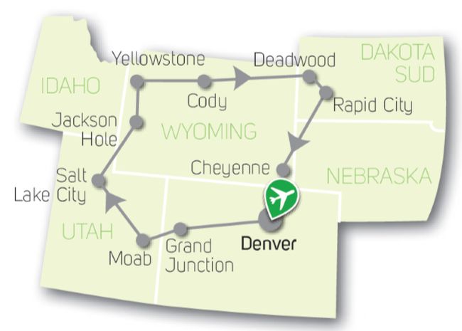 carte Carte Circuit Rocheuses - de Denver à Denver