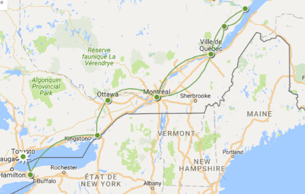 carte Carte Circuit Canada Est - Nature et Culture
