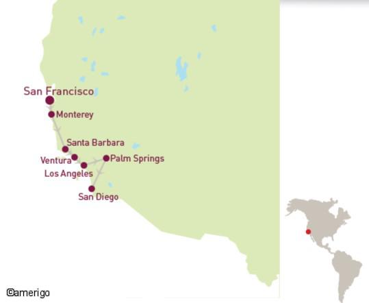 carte Carte Circuit Groupes - 8J - "Sweet California"