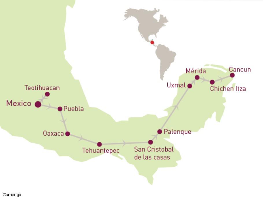 carte Carte Circuit Groupes Mexique - 12J - "Splendeurs du Mexique"