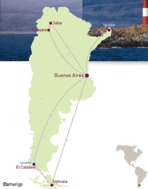 carte Carte Circuit Groupes - 15J - "Découverte de l'Argentine"