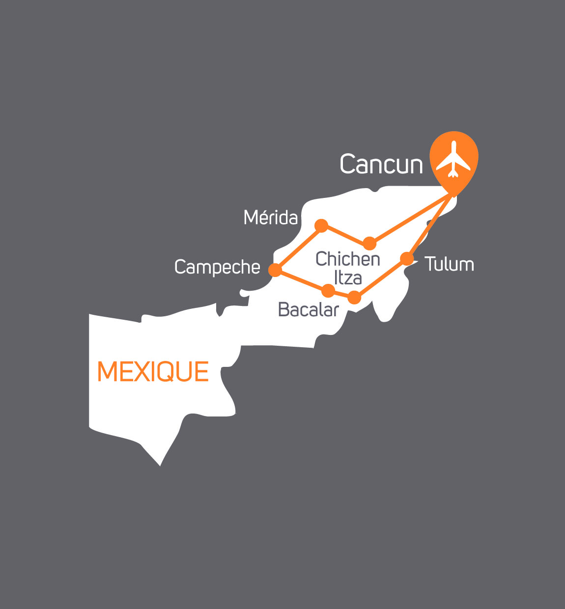 carte Carte Autotour clef en main Mexique - Péninsule du Yucatan