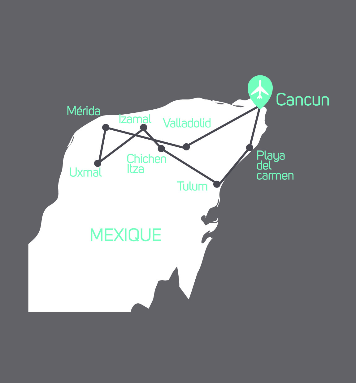 carte Carte Autotour sur mesure Mexique - Yucatan Classique